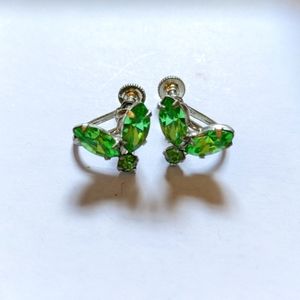 Vintage Green Clip-on Earrings